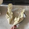 Elegant Pointed Bow Thin Heeled Women Shoes 2025 New Fashion Brand Design Buckle Lace Sweet Banquet Women's High Heeled Shoes
