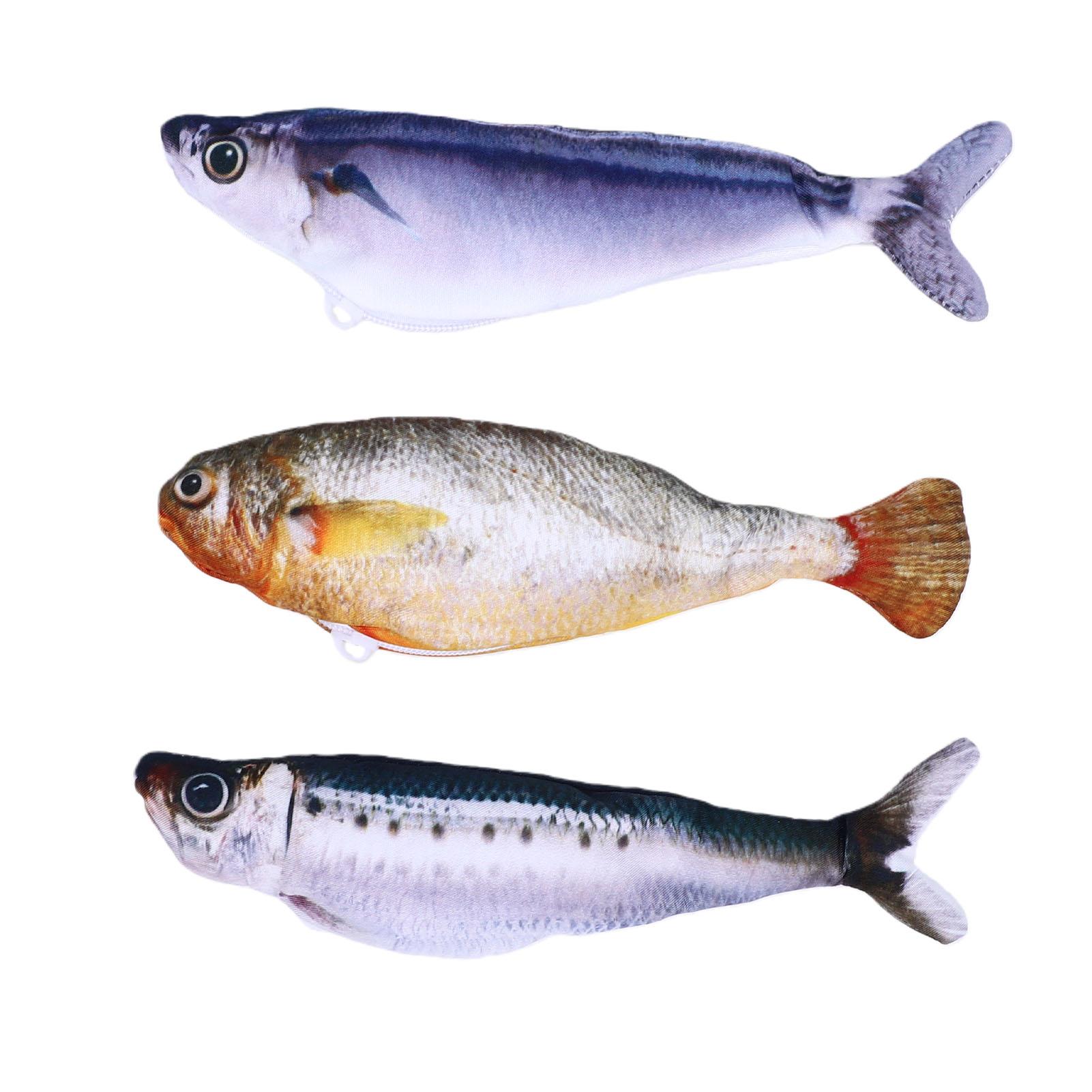

3pcs Realistic Flopping Fish Cat Toy Interactive Touch Activated Catnip Plush Chew Toy Rechargeable for Kittens Cats