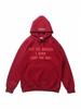Chen Weiting Wine Red Fleece-Lined Cotton Hoodie with Letter Print