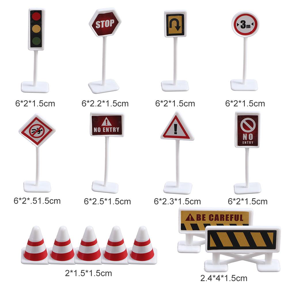 15Pcs/Set Road Block Mini Traffic Signs Model Toy City Traffic  Model Toy   Boys Girls Gifts