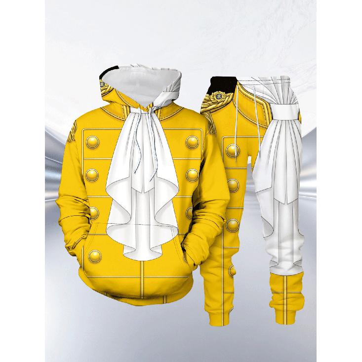 

Men s Casual Hoodie 2pcs Set with Retro Court Military Style 3D Print XXL