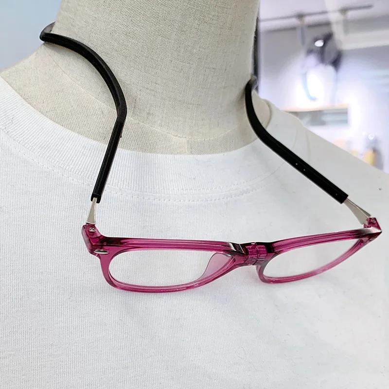 Ultralight Hanging Neck Computer Eyewear Finished Reading Glasses Women Men Anti-blue Light Magnetic Presbyopia Glasses Portable