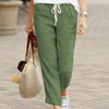 Solid Color Loose Casual Drawstring Elastic Waist Jogger Pants for Women's Drawstring Capri Tapered Pants Trousers with Pockets