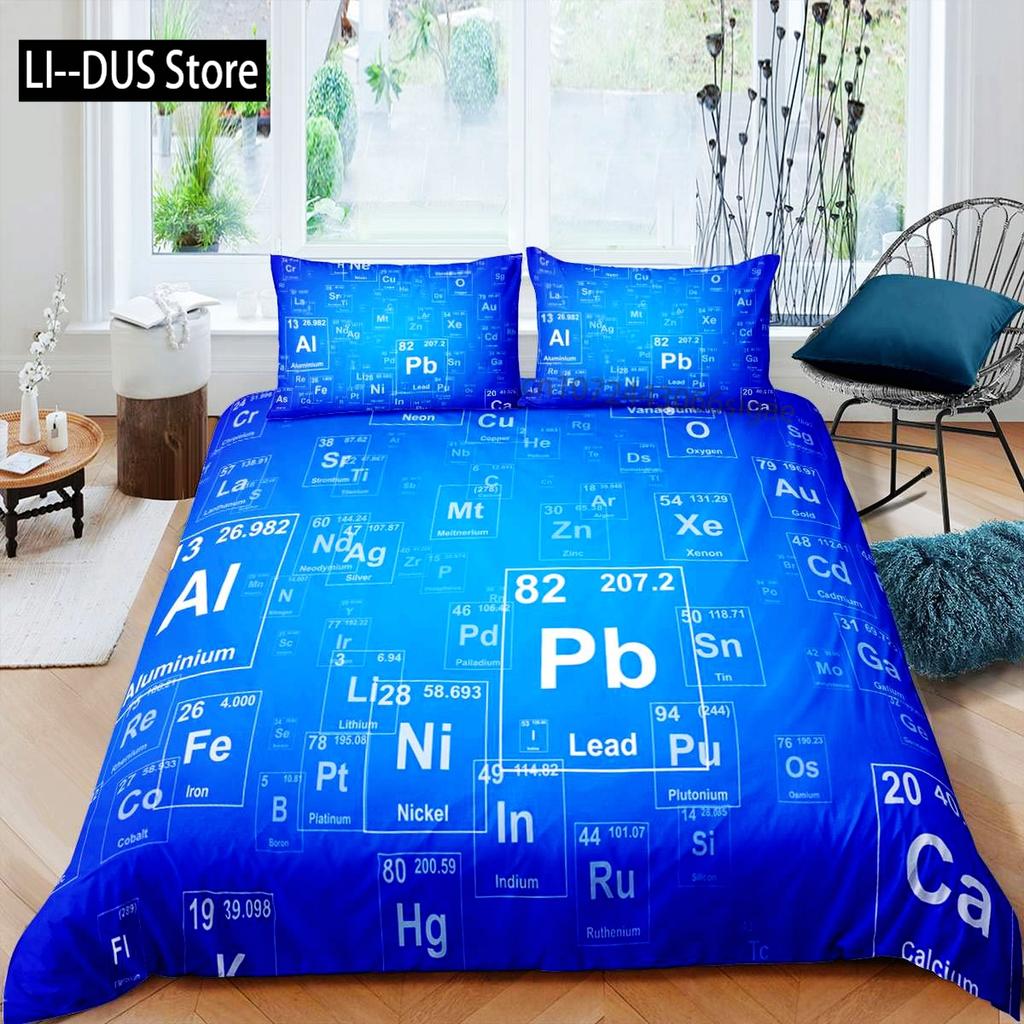 Science Duvet Cover Set King Size Periodic Table Of Elements Bedding Set Chemistry Lovers Learning Image For Kids Teens Adults