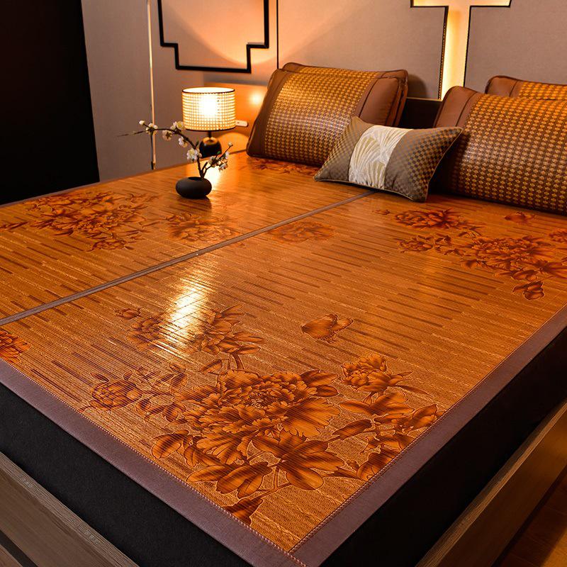 Bamboo Ice Silk Summer Cooling Mat: Foldable Double-Sided Mat for Dormitory or Home, 1.8m