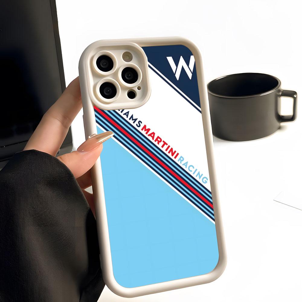 Martini Racing Horizontal Stripe Phone Case Simple Solid Color Matte Silicone For IPhone 16 15 14 13 12 11 Pro Max Plus Lens Fu