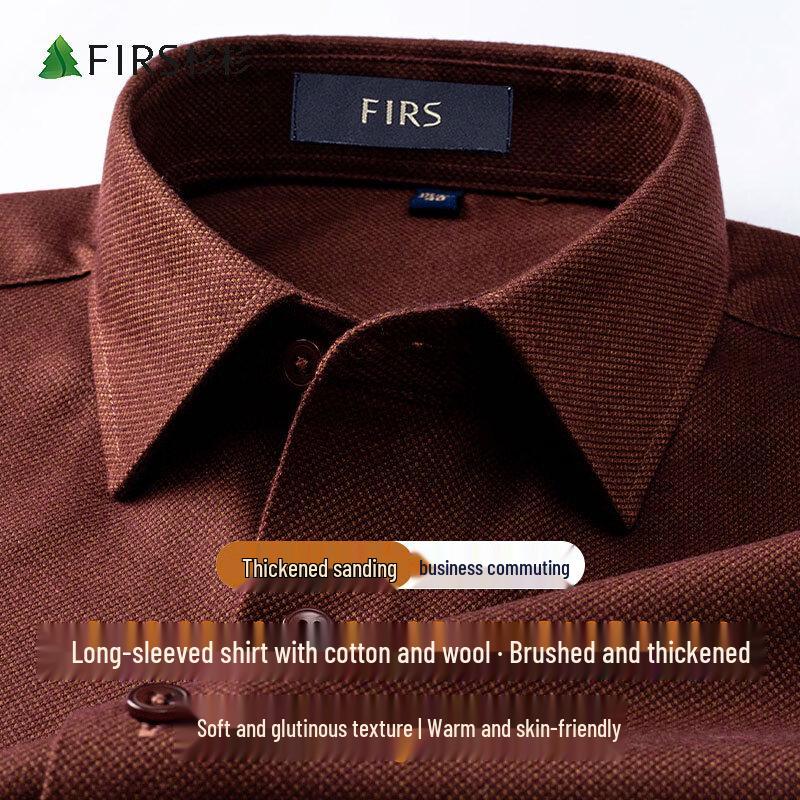 Men's Wool Blend Business Casual Long-Sleeve Shirt