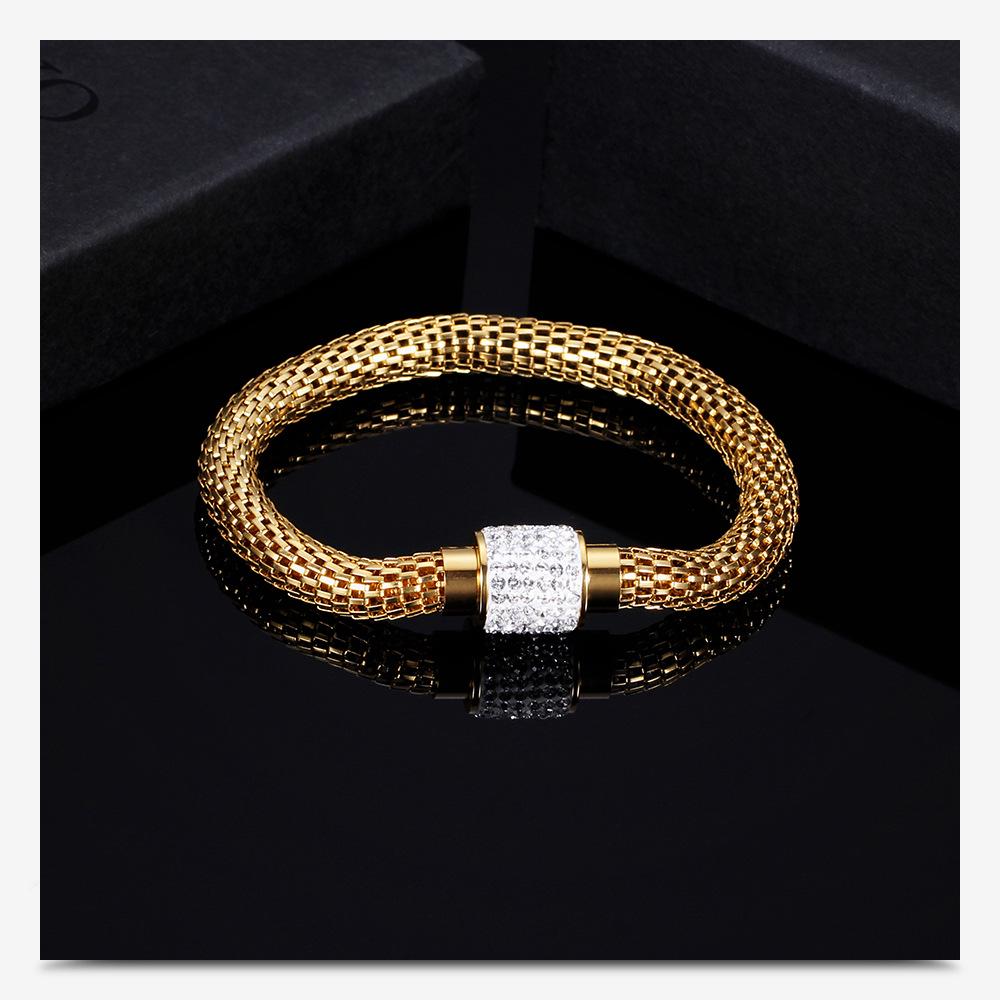 18 Karat Gold Inlay Diamant Hohl Edelstahl Retro Kabelarmband