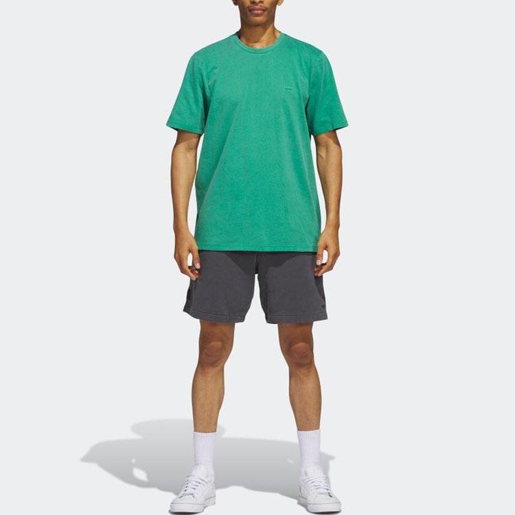 Adidas Originals Trefoil Logo Embroidered Crew Neck Short Sleeve T-Shirt Men Tops Green HS3027