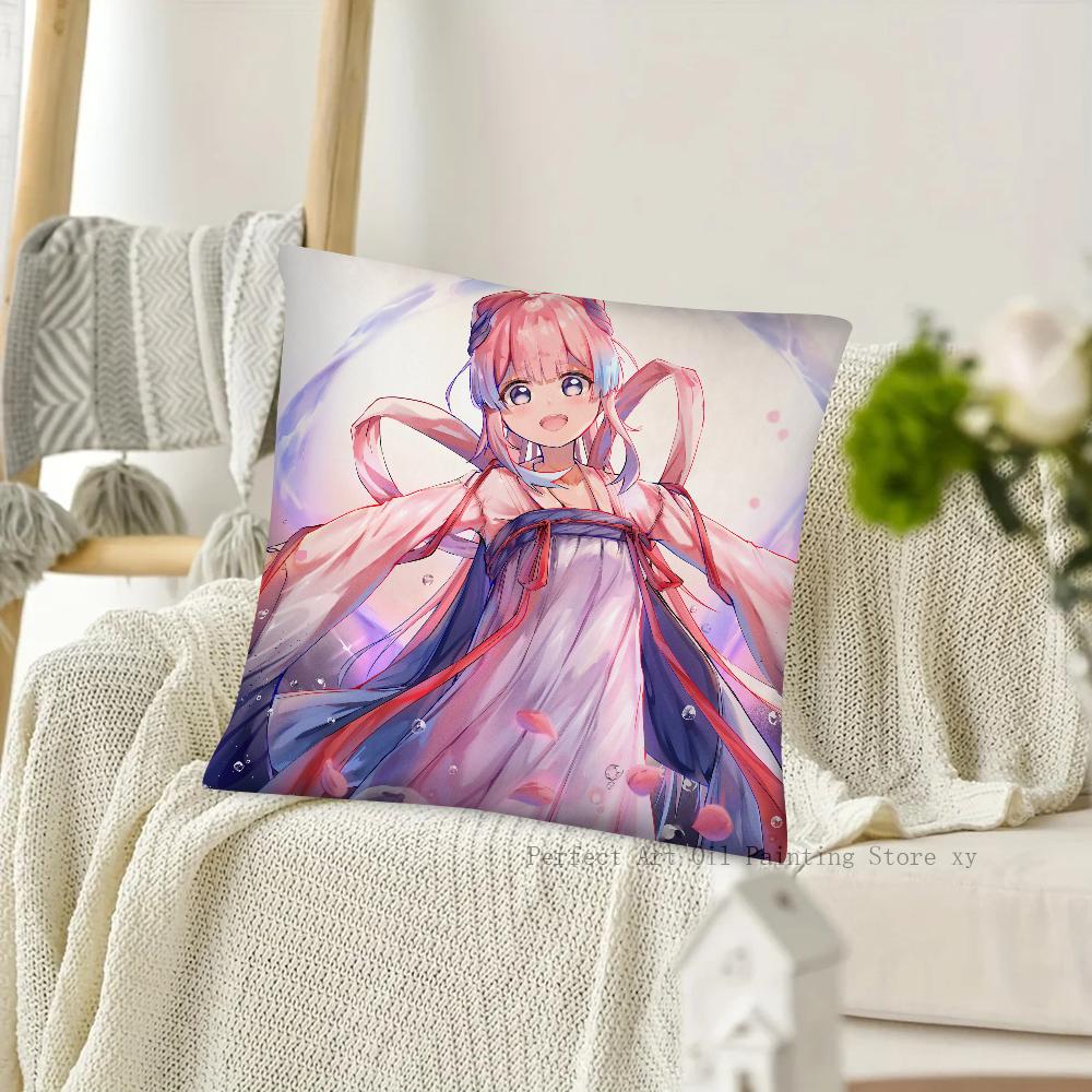 Game Anime Genshin Impact Sangonomiya Kokomi Pillow Case Square Pillow Cushion Cover Bedroom Sofa Room Decoration Casual