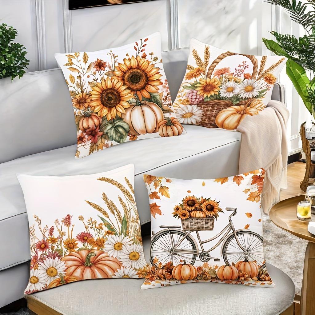 Halloween Themed Pillowcases: Sunflowers, Pumpkins & Autumn Vibes Sofa Cushion Cover Holiday Party Decoration Gift