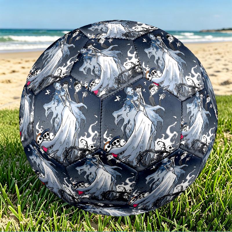 Corpse Bride Print Size 5 Soccer Ball, PU Wear Resistant Football for Match Training and Daily Practice, Birthday Gift for Soccer Fans