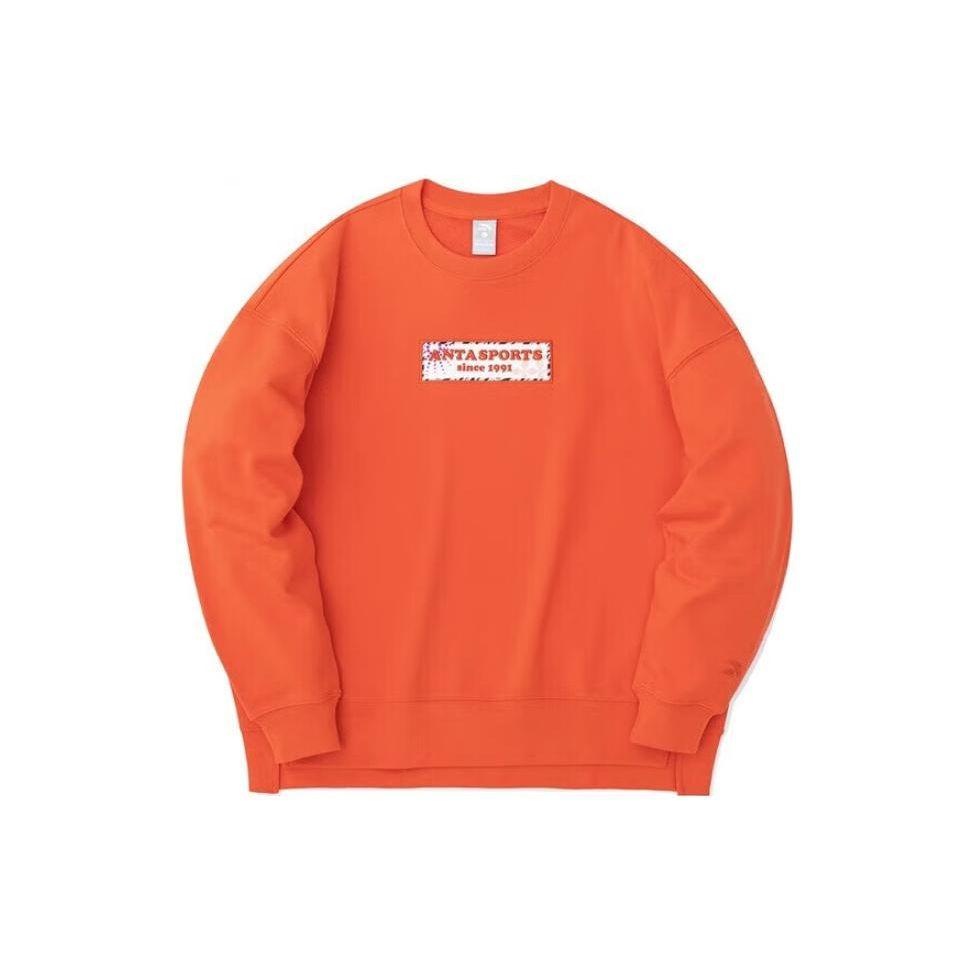 Anta Letter Round Neck Pullover Sweatshirt Women Sweatshirt Sail-Red 162218741-1