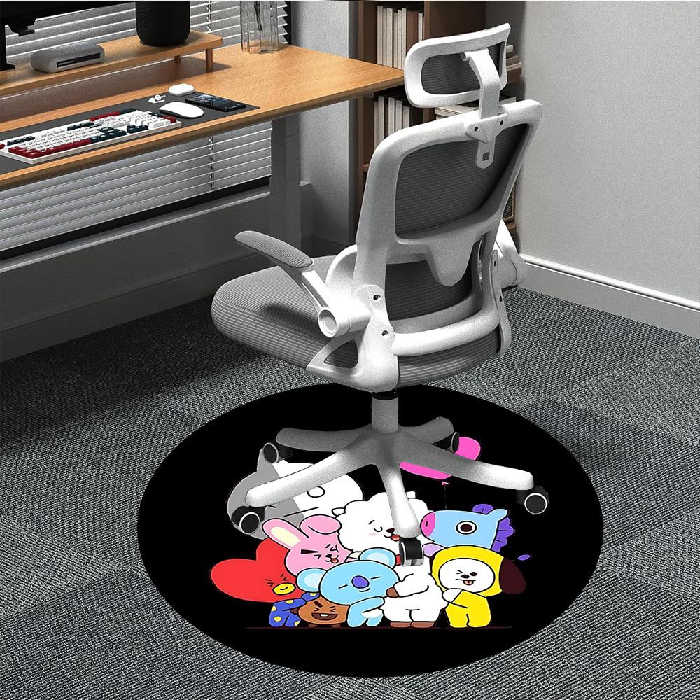 

1 шт. Круглый коврик BT21 для офиса - Идеально подходит для декора офиса или кабинета, Машинная стирка, Нескользящая основа, Декоративный коврик для пола 80cm
