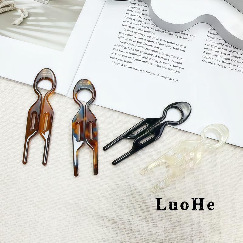 Elegant Leopard Print Acetate Hairpin for Women's Bun Hairstyles
