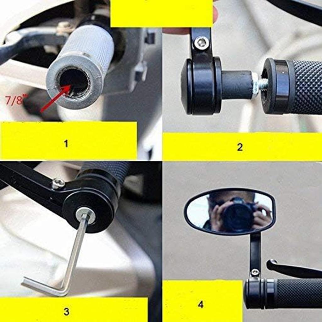 JPMODAO Motorcycle Mirror, Bar End Mirror, Bar End Motorcycle Mirror, Aluminum Universal Motorcycle Mirror,