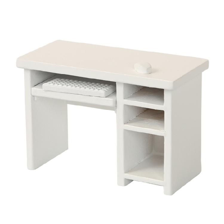 1/12 Dollhouses Furniture Miniature Computer Desk with Detailed Keyboard and Mouse for Dollhouses Office Scene Room Decors 1
