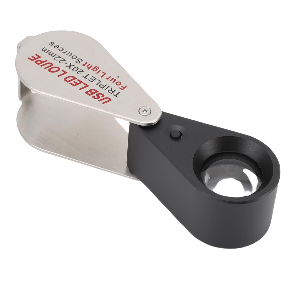 Set Lupă Bijutieri Mărire 20X Portabilă Pliabilă Reîncărcabilă 4 Surse de Lumină 13 Lumini LED