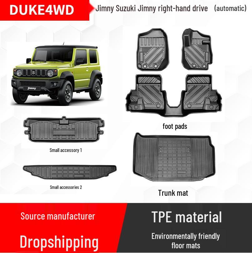 Jimny Suzuki TPE High-Edge Waterproof Rubber Floor Mats - Wear-Resistant Left & Right Foot Car Mats