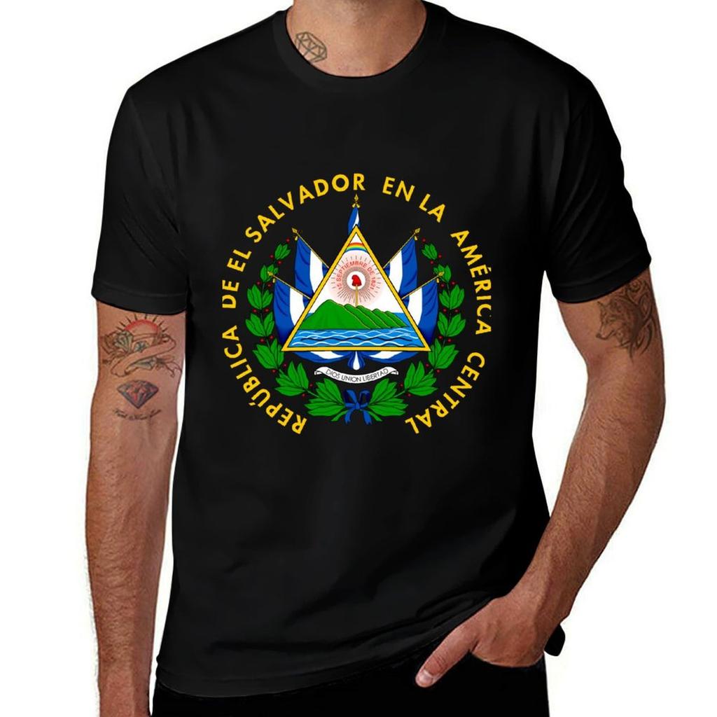 Coat of arms of El Salvador TShirt Breathable Gym Short Sleeve TShirt