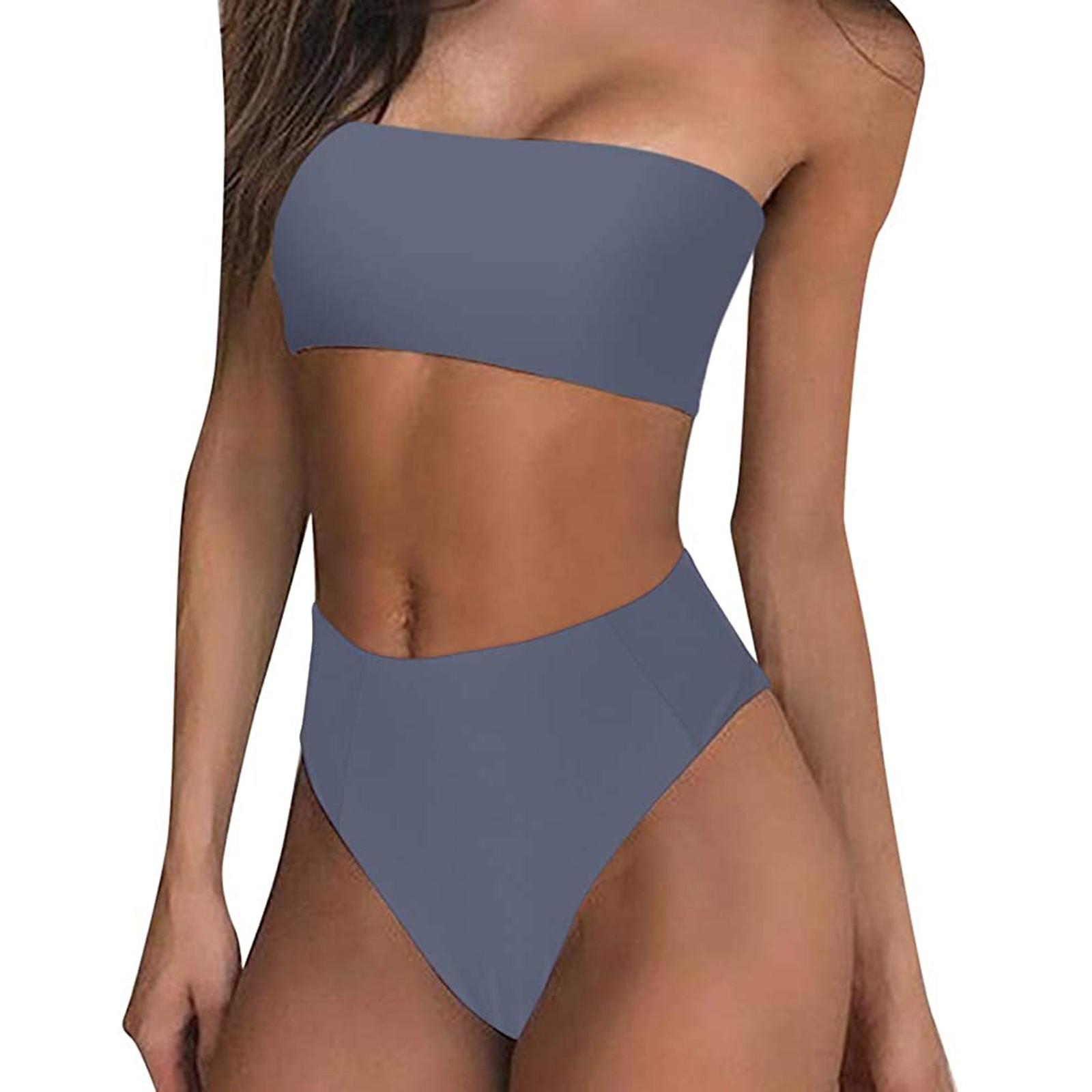 

Жіночий сексуальний модний однотонний топ-бралетт, набір бікіні, роздільний купальник S хакі