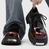 Fashion Men‘S Derby Boots Short Ankle Boots Patent Leather Chunky Sole Anti-Slip Comfortable British Style Luxury Casual Shoes