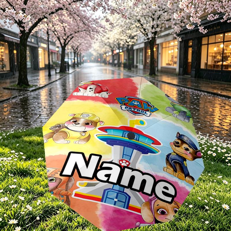 Custom Name Personalized Dog Dog Print Umbrella, Auto Open Close, 8‑Rib Sturdy Frame, Commute Camping Hiking Use, Birthday Gift