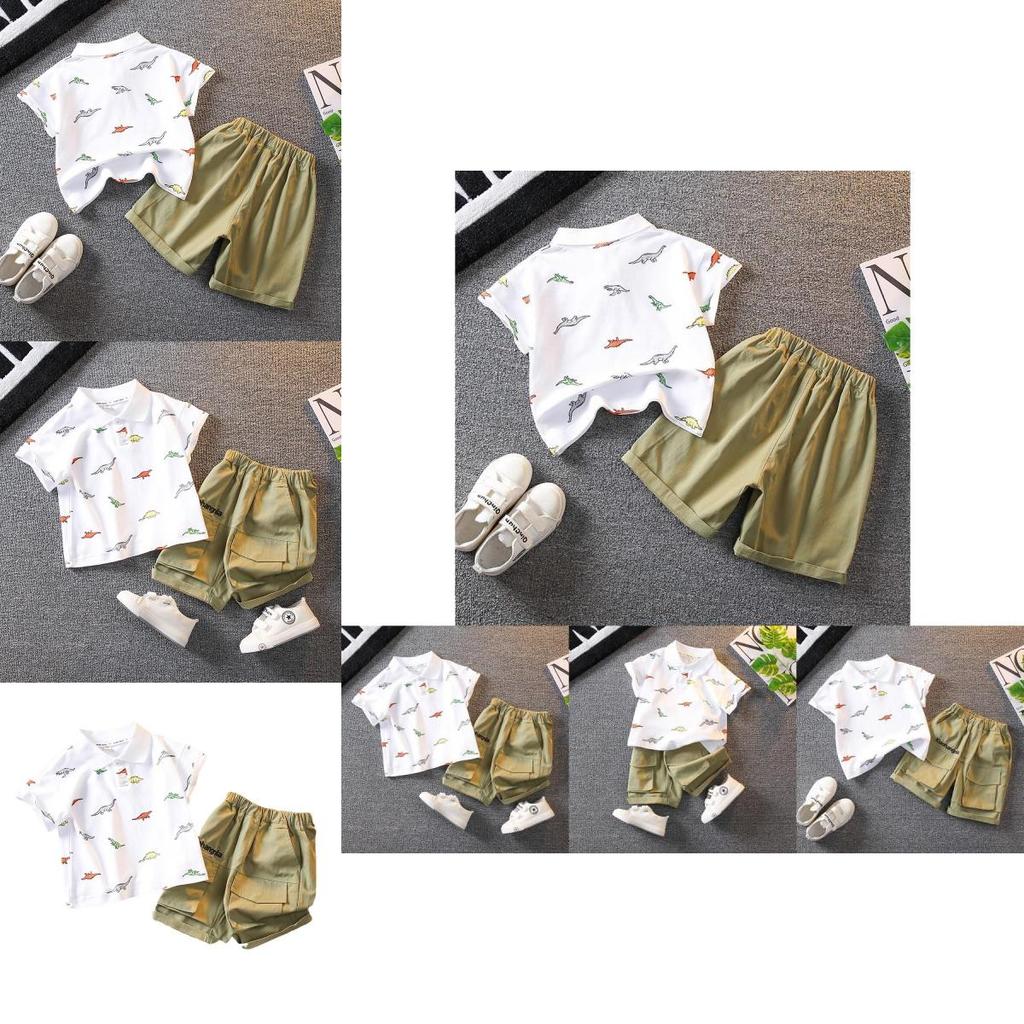 Stylish Boys Summer Outfit Set 2024 Trendy Polo Shirt And Shorts Comfortable Cotton Fabric