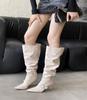 Spice Girl Style European and American Pointed White Pile Boots High Heel Boots Women's 2025 Autumn Belt Buckle High Heel Boots