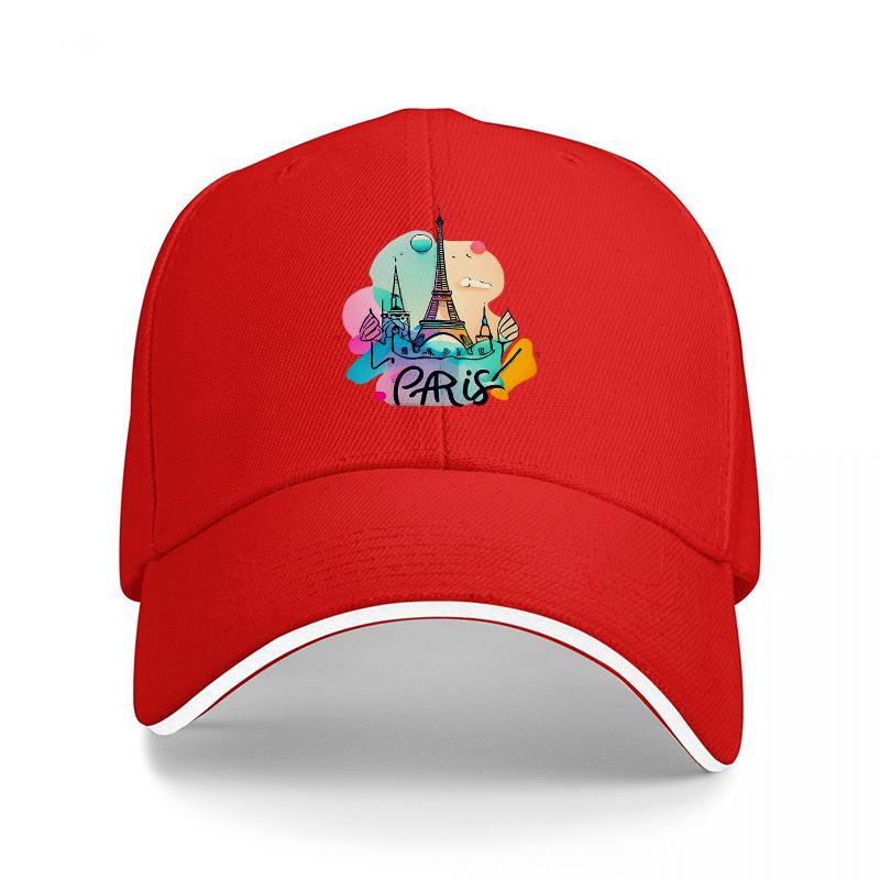 Paris Cityscape Art Baseball Cap with Eiffel Tower and Colorful Design for Urban Fashion Style and Travel Inspiration Adjustable