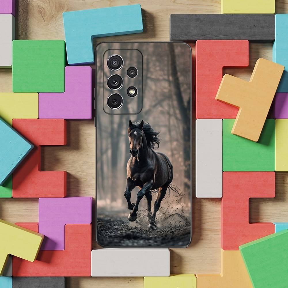 Galloping Horse Art  Phone Case For Samsung S25,S24,S23,S22,S21,S20,S10,Ultra,Plus,Lite,FE,Soft Silicone Black Cover