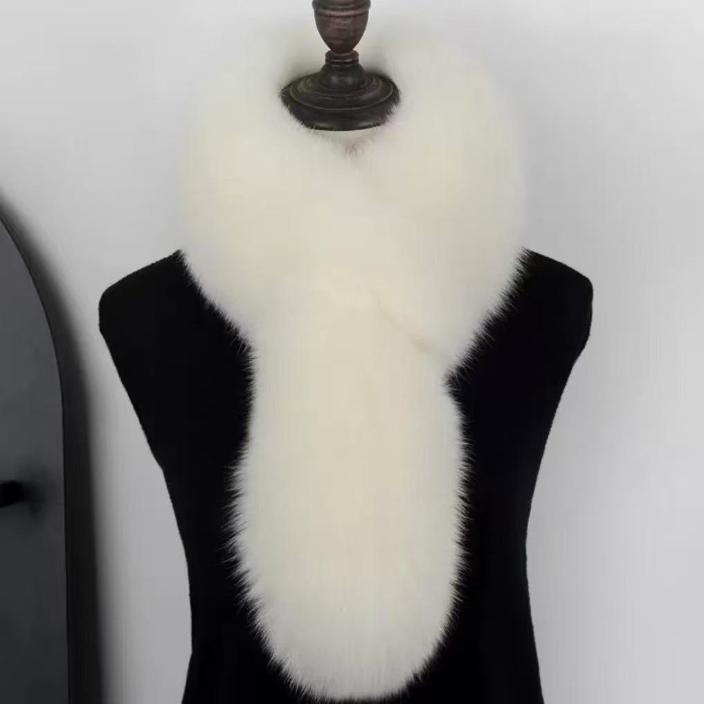 Korean Style Double-Sided Fox Fur Scarf: Women's Plush, Warm, Versatile Winter Snood