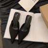 New Pointed Toe Women Mules Slipper Candy Color Ladies Elegant Dress Sandal Square Low Heel Slip on Slides Shoes