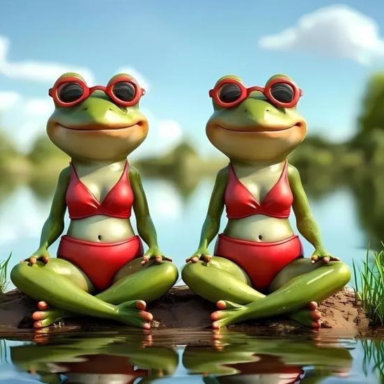 Meditation Bikini Frog Statue Indoor Outdoor Garden Sitting Frog Figurine