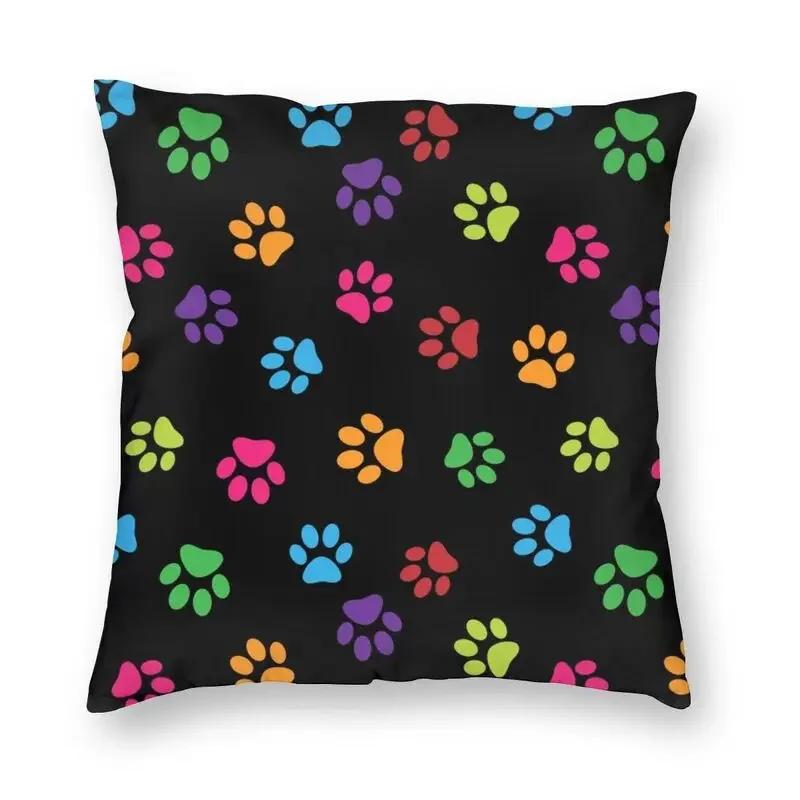 Liebe Hunde Pfoten und Knochen Muster Druck Quadratischer Kissenbezug Dekoration Haustier Fußabdruck Geschenk Kissenbezug Wurfkissen für Sofa Auto