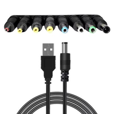 Power Cord 5.5 * 2.1mm Jack Universal Power Cable DC Connector 8 Tips USB To DC Cable 5V Output 5V Charging Cord Power Supply