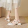 Summer New Sandals Women's Spring Thick Heel Bow with Skirt French Bag Head Mary Jane Single Shoes