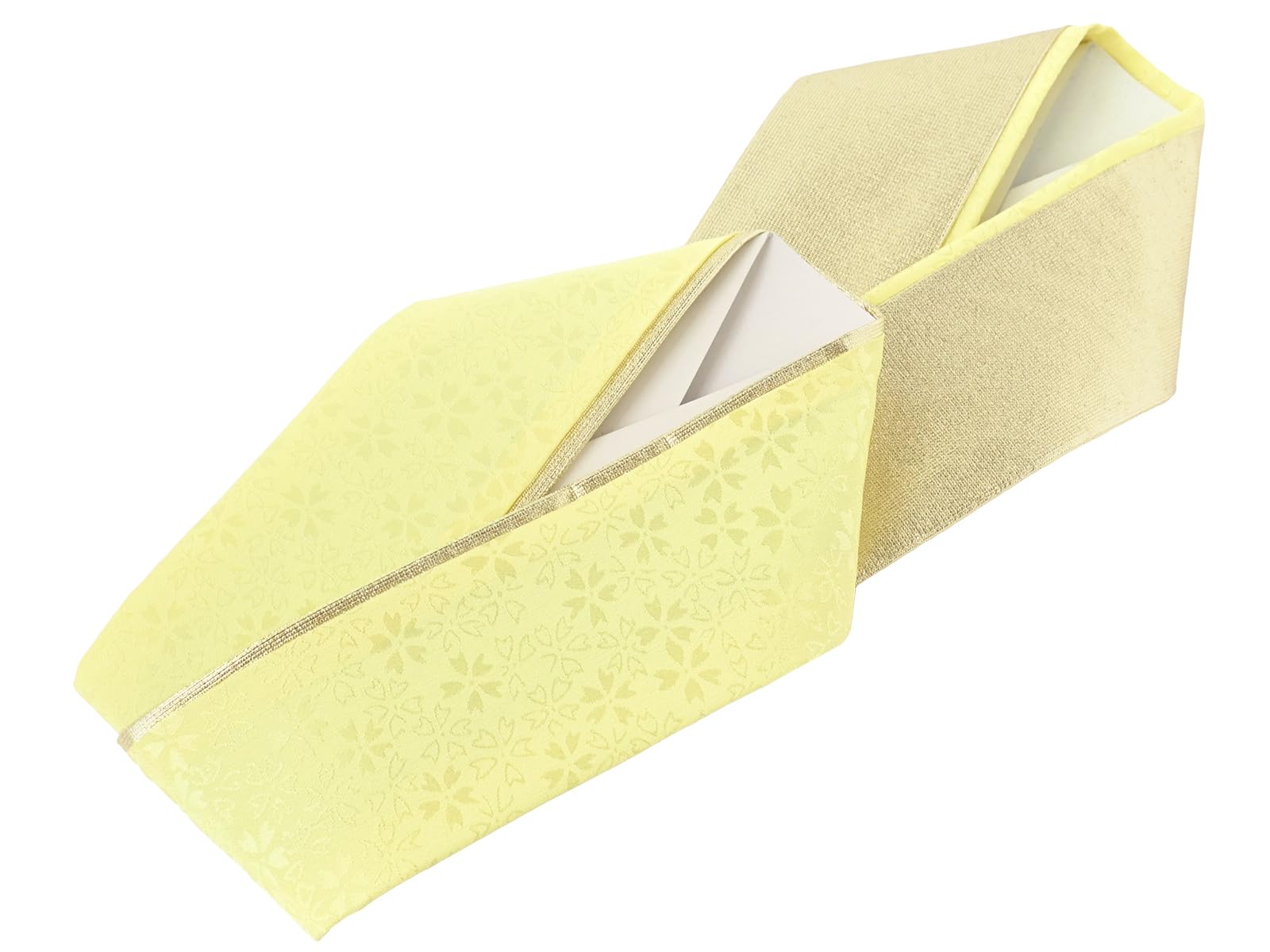 

[Sarasa] Small Cherry Blossom Woven Pattern Pure Silk Reversible Layered Collar ks-18 (Lemon (No. 13))