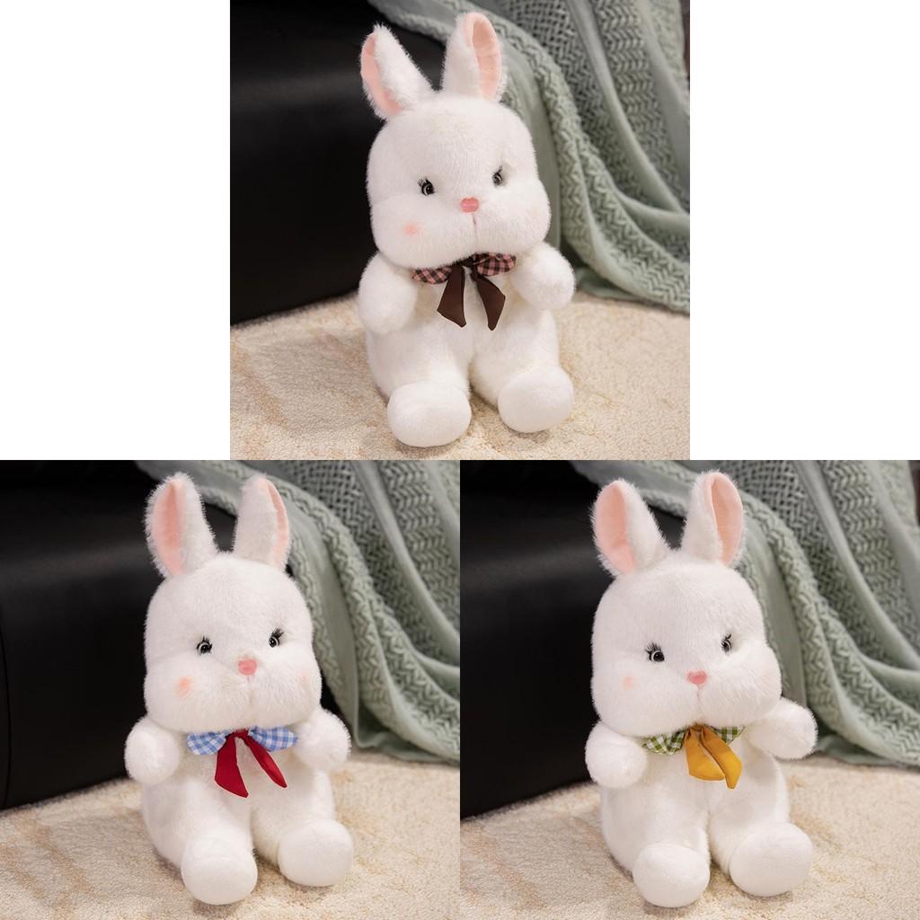 Rabbit Tie Bow Plush Toy Cartoon Stuffed Animal Doll Cute Kids Birthday Gift