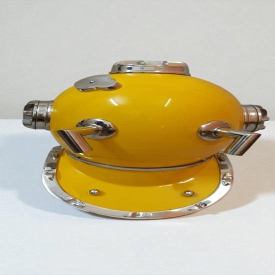 45.72 cm Yellow Scuba Diving Helmet  Nautical Maritime Decor Divers Helmet