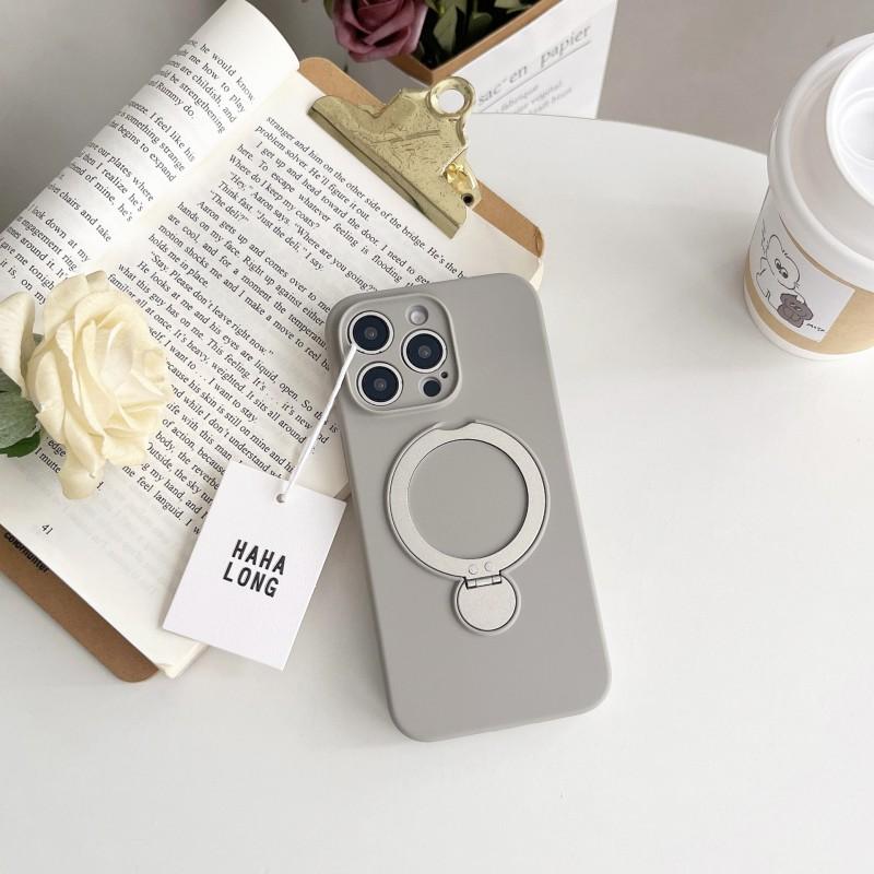 Liquid Silicone Phone Case IPhone 16 Pro Max With 360 Rotating Kickstand Shockproof Magnetic Support