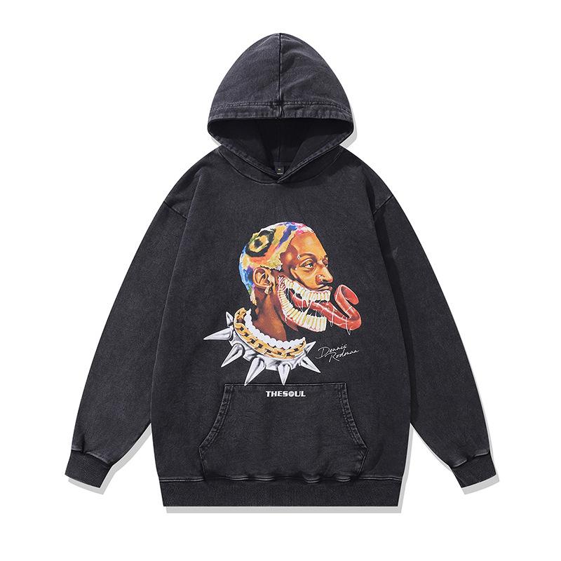 Amerikanischer Retro Fried Color Kapuzenpullover Billie Digitaler Direktdruck Gewaschener Reiner Baumwoll-Hoodie Herren