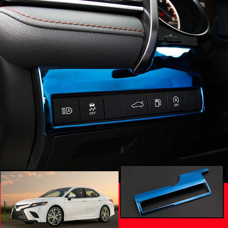 For Toyota Camry 2018- 2024 Blue Steel Control Headlight Switch Button Cover