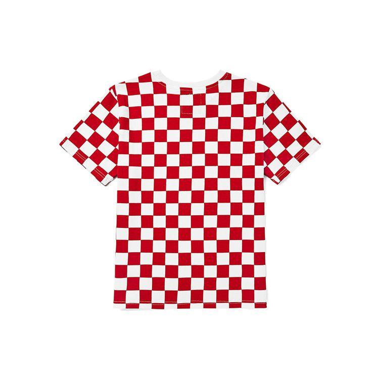 Vans Checkerboard Letter Print Short Sleeve T-Shirt Men Tops Red VN0A54IDY0W