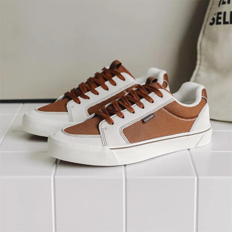Men's Sneakers Comfortable Anti Slip Canvas Shoes New Korean Sports Shoes Fashion Lace Up Skateboarding Shoes