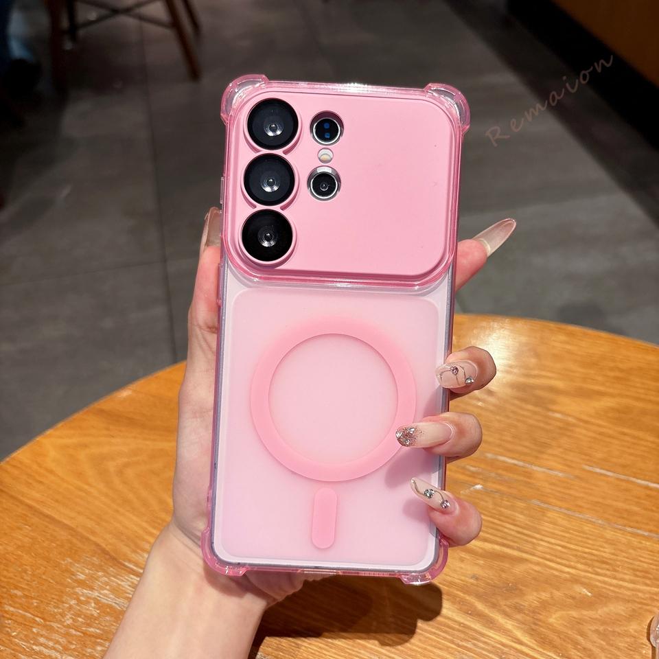 Candy Magnetic Matte Phone Case for Samsung Galaxy S26 S24 S2 Ultra Plus Shockproof Protector Cover