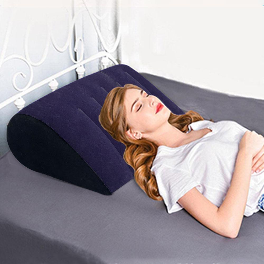 1Pc Inflatable Triangle Pillow Multi-Purpose Lumbar Leg Back Support Comfortable Flocking Surface Pillow Gift