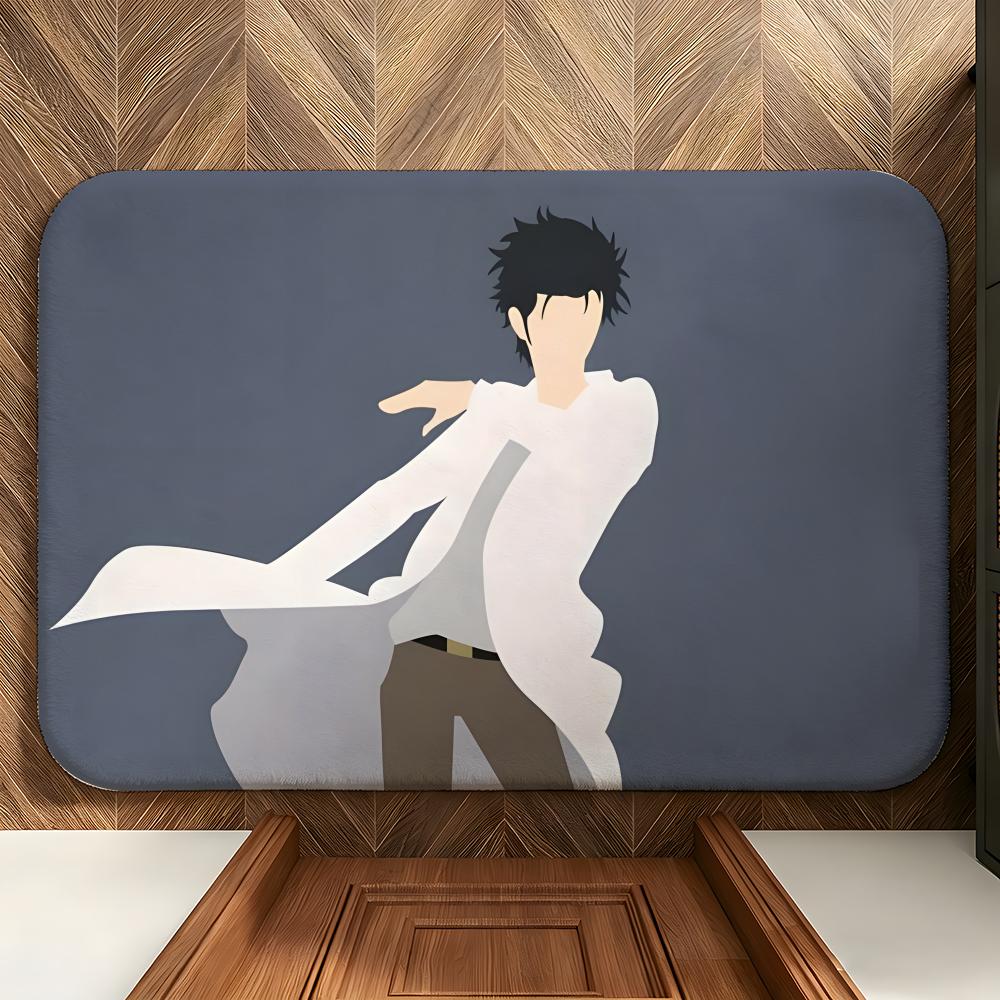 Anime S-Steins;Gate Floor Mat Soft Flannel Floor Mat  Suitable for Entryways, Living Rooms, Bedrooms, and Bathrooms