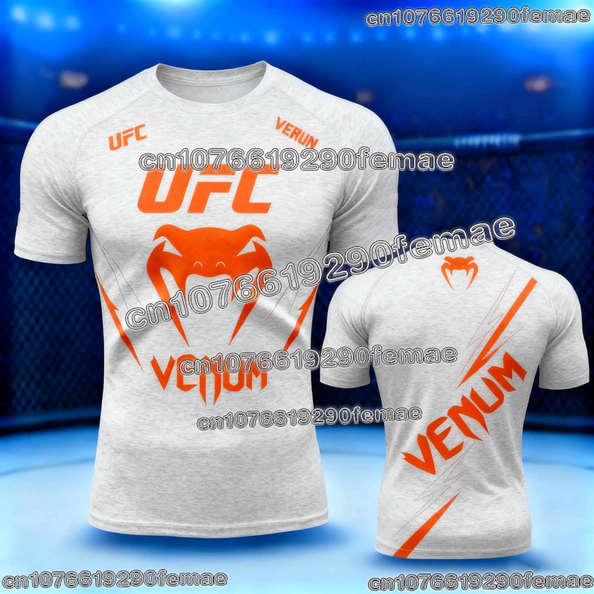 Baibao QIQI UFC 3D Print T-shirt Heren Korte Mouw Ronde Hals Sportkleding Top voor Boksen Fitness Sportschool Training Casual Zomer Mode 5XL