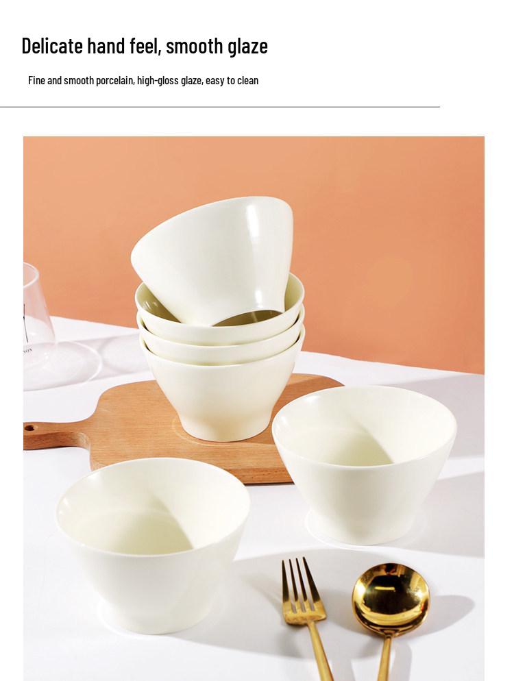 Set of 6 Cream-Colored 5-Inch Creative Rice and Soup Bowls - New Trendy Design